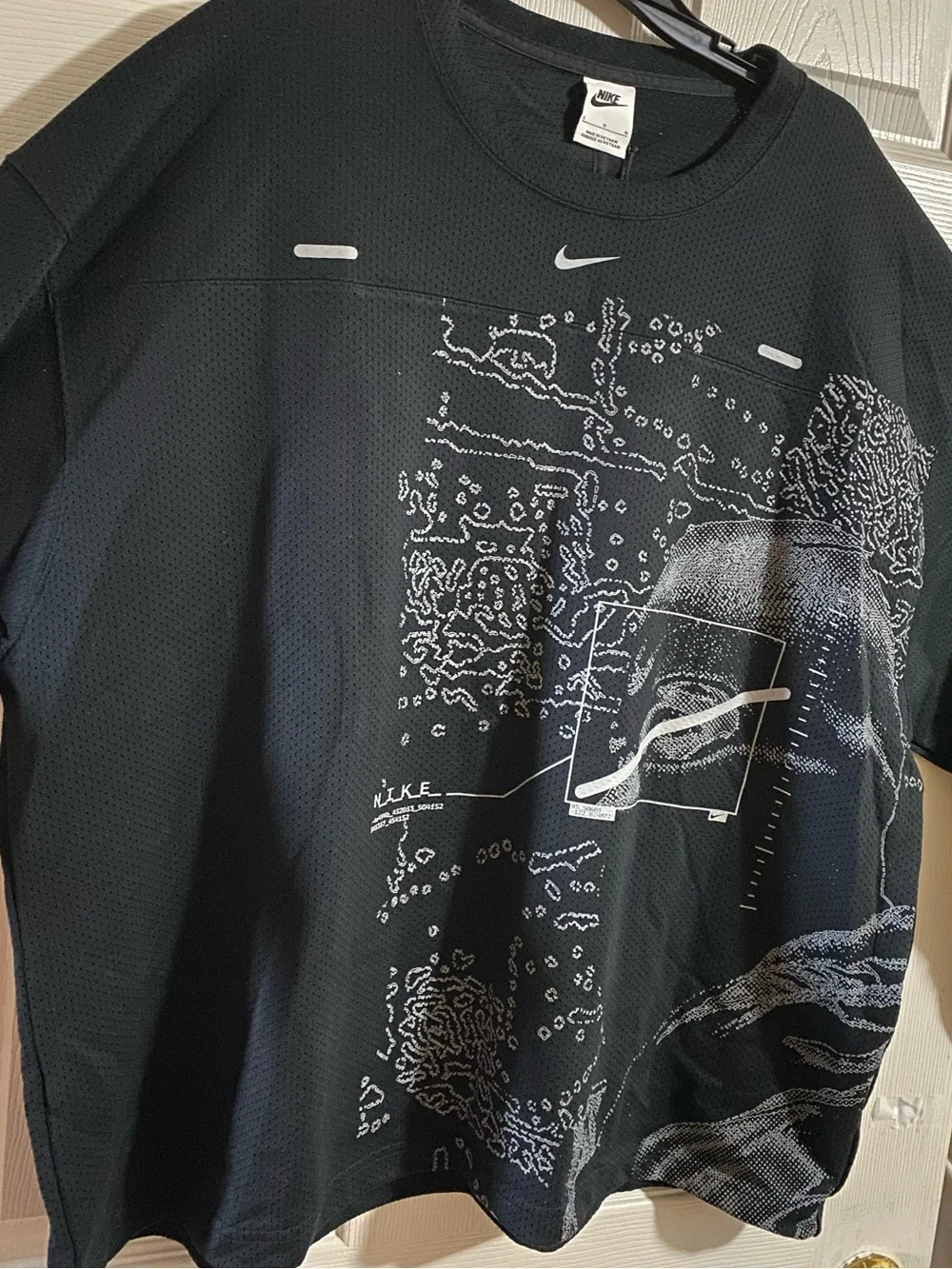 Nike Street Vision LS Black Mesh Jersey Top Oversized Unisex Size Large